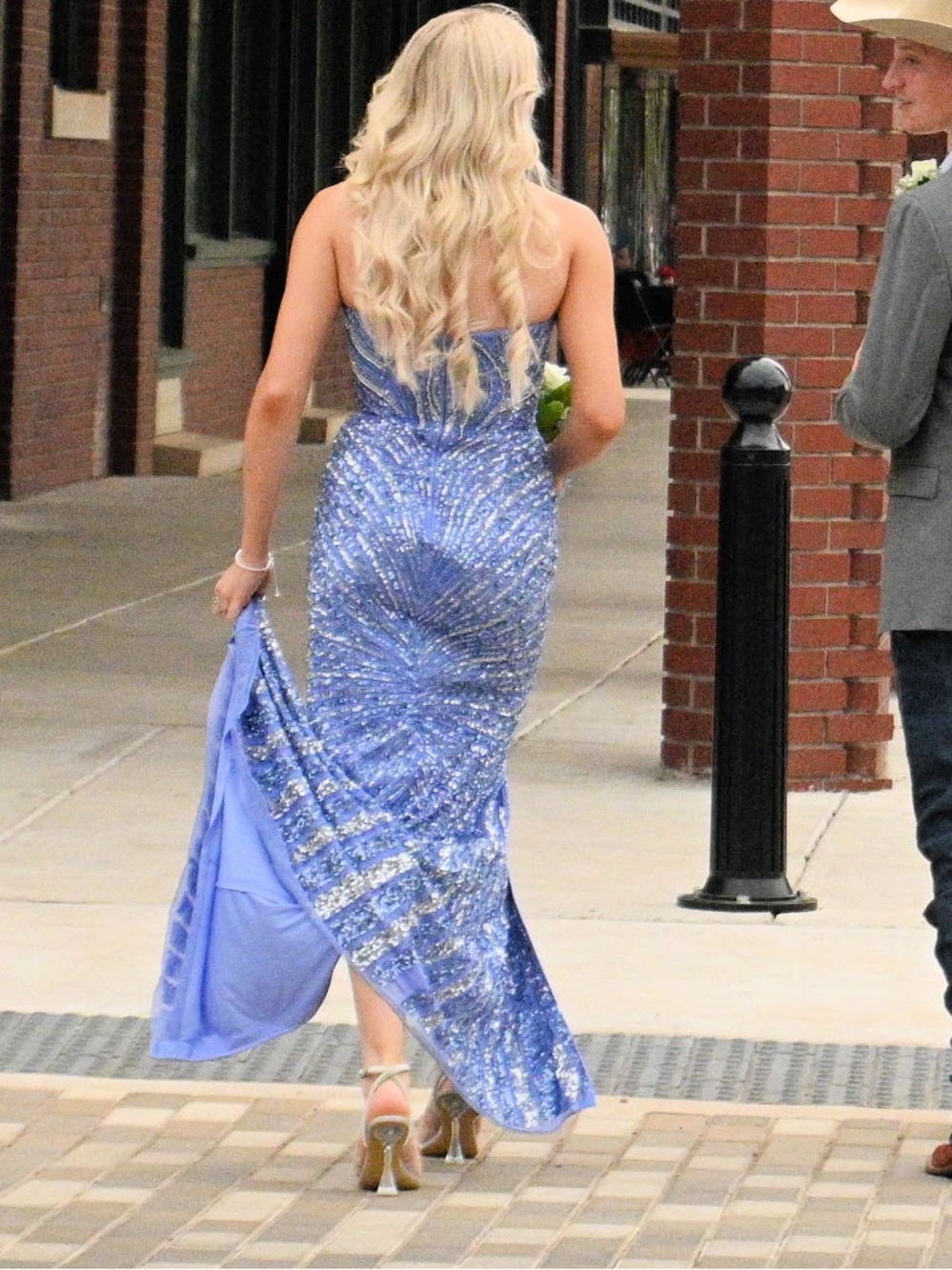 Jovani Periwinkle Sequin Strapless Prom Gown - Picture 3 of 5